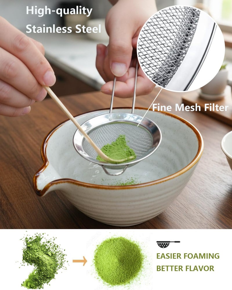 Zzlright Matcha Whisk Set,Matcha Set,Matcha Kit,Matcha Bowl with Spout,Scoop,Sifter,Bamboo Whisk,Chasen Holder,Unique Gifts for Women Mom her Grifend,Gifts for Christmas, Birthday - Image 5