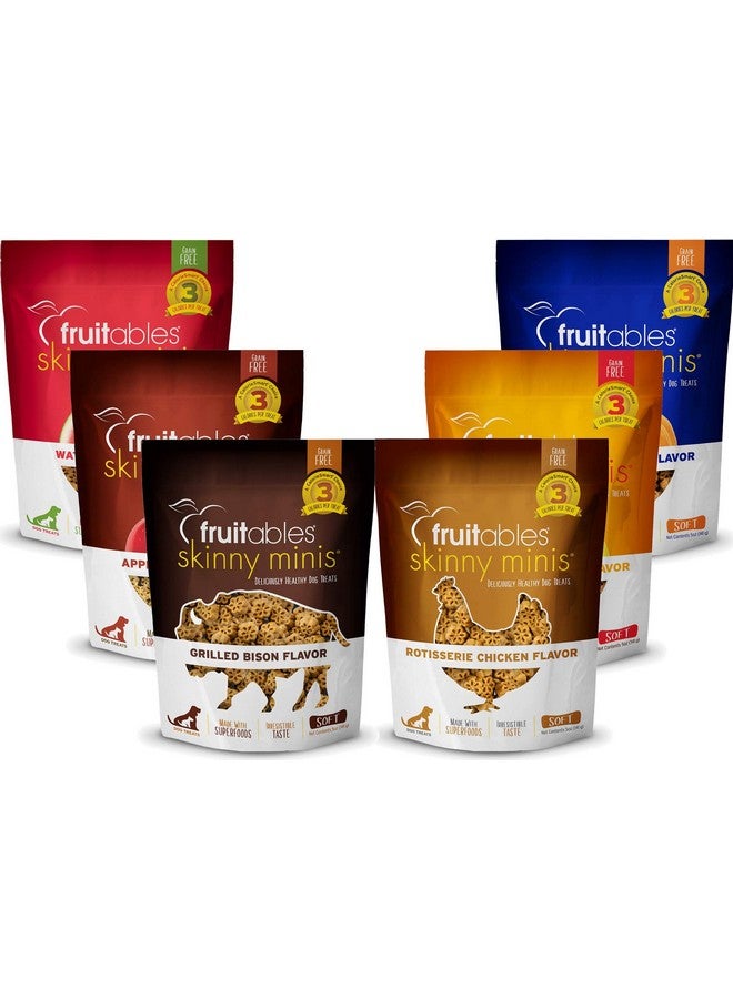 Fruitables Soft And Chewy Skinny Minis Grain Free Dog Training Treats Variety Pack Of 61 Of Each Flavor - Image 1