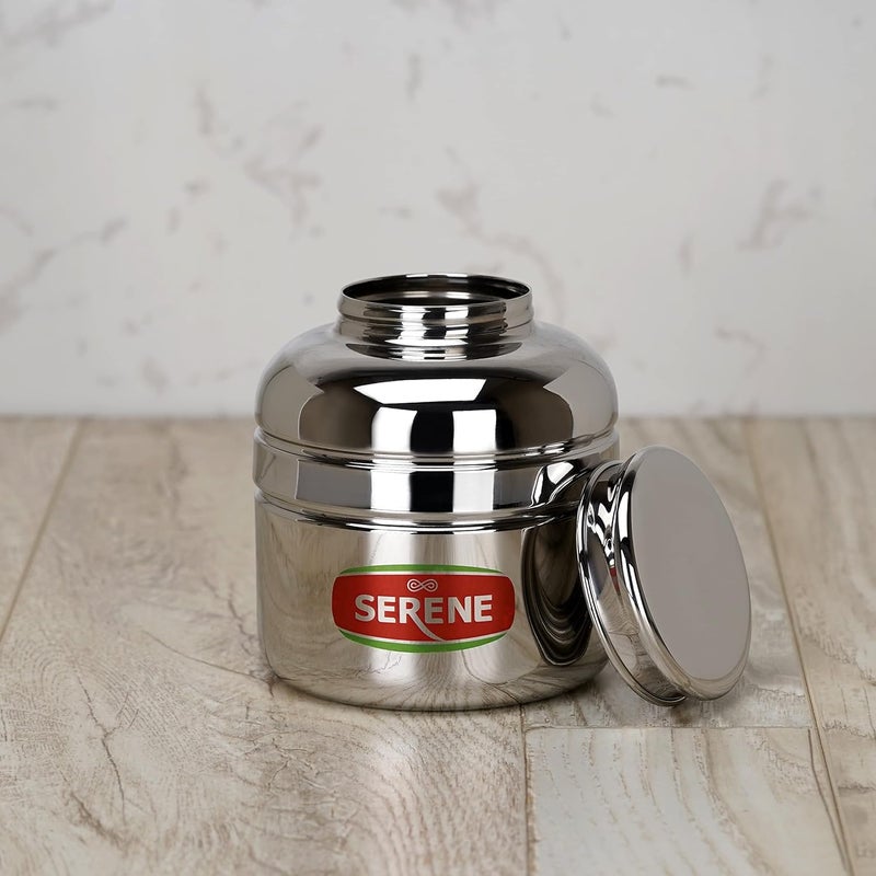 Serene Stainless Steel 1PC Multipurpose Storage Kitchen CanisterUnique Traditional Shape Jar Barni Airtight Dabba Storage ContainersKitchen Organisations Jars 450 JAR 1 SE1 - Image 3