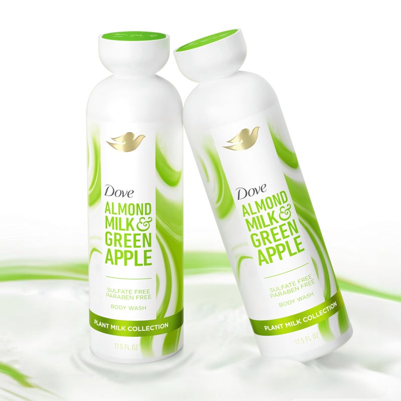 Dove Plant Milk Cleansing Body Wash Almond Milk & Green Apple for Moisturized Skin Gentle Cleanser, No Sulfates or Parabens, pH balanced 17.5 fl oz - Image 4