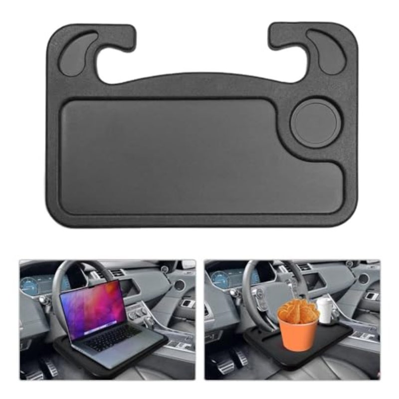 Steering Wheel Tray, Steering Wheel Tray for Car, Laptop Lapdesk, Car Eating Table for Food Laptop, Universal Portable Vehicle Desk for Working, Dining, Writing Travel, 42 x 28 cm, Black - Image 5