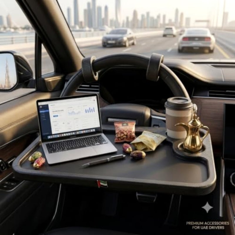 Steering Wheel Tray, Steering Wheel Tray for Car, Laptop Lapdesk, Car Eating Table for Food Laptop, Universal Portable Vehicle Desk for Working, Dining, Writing Travel, 42 x 28 cm, Black - Image 4