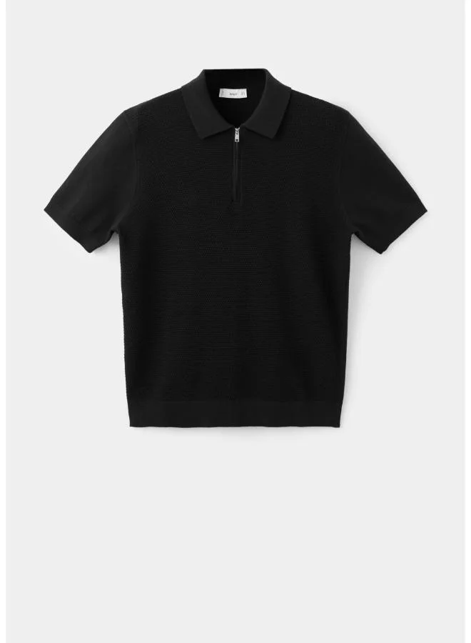 Mango Man 99-NEGRO 100% Cotton Knitted Polo Structure for Men | Best Price UAE