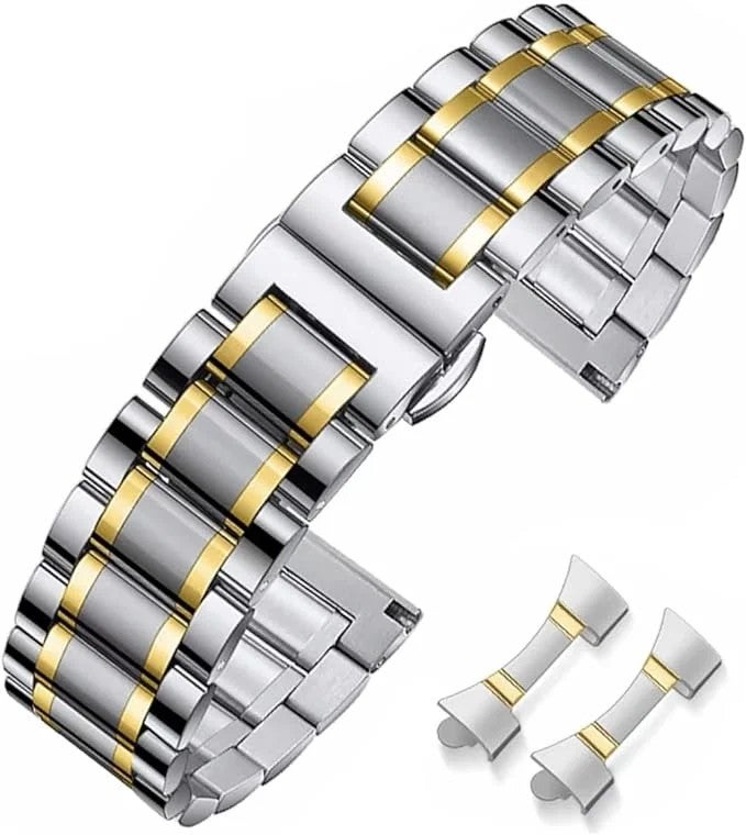 Bluejw Stainless Steel Metal Watch Band for Men – 20mm 22mm 24mm Curved End Replacement Strap, Durable & Comfortable Bracelet Compatible with Multiple Watch Models - Image 1