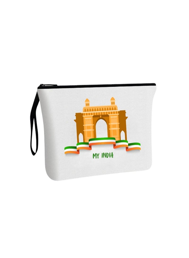 حقيبة مستحضرات التجميل ليوم جمهورية الهند - منظم مكياج صديق للبيئة وقابل لإعادة الاستخدام - مثالية للسفر والاستخدام اليومي والناجين - مثالية للاحتفال بيوم جمهورية الهند بأناقة - Image 1