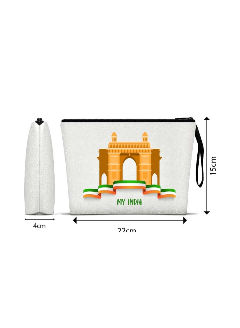 حقيبة مستحضرات التجميل ليوم جمهورية الهند - منظم مكياج صديق للبيئة وقابل لإعادة الاستخدام - مثالية للسفر والاستخدام اليومي والناجين - مثالية للاحتفال بيوم جمهورية الهند بأناقة - Image 2