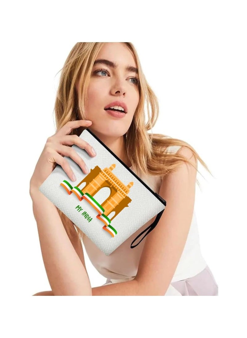 حقيبة مستحضرات التجميل ليوم جمهورية الهند - منظم مكياج صديق للبيئة وقابل لإعادة الاستخدام - مثالية للسفر والاستخدام اليومي والناجين - مثالية للاحتفال بيوم جمهورية الهند بأناقة - Image 3