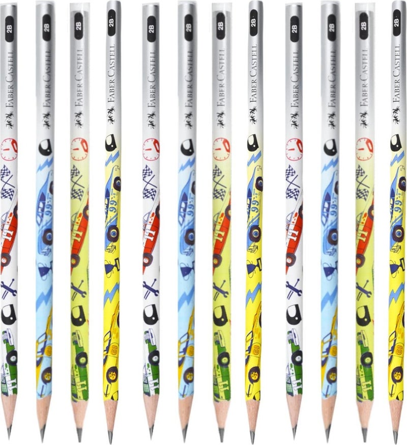 Car Patterned Pencil 2b 12 Pieces 16879