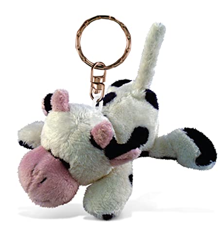 Puzzled DolliBu Cow Stuffed Animal Keychain Plush - Soft Cow Plush Farm Animal Keychain, Cute Keychain Charm For Farm Animal Plush Lovers, Kids Keychains for Backpacks, Cow Toy Plush Metal Key Ring - 4 inches - Image 1
