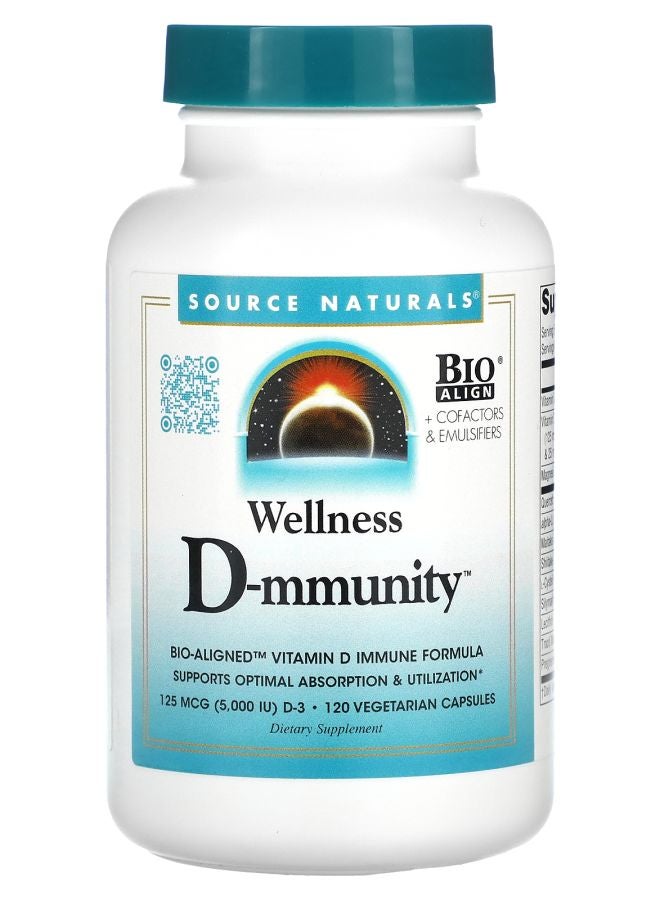 Wellness D-mmunity 5000 IU 120 Vegetarian Capsules (2500 IU per Capsule)