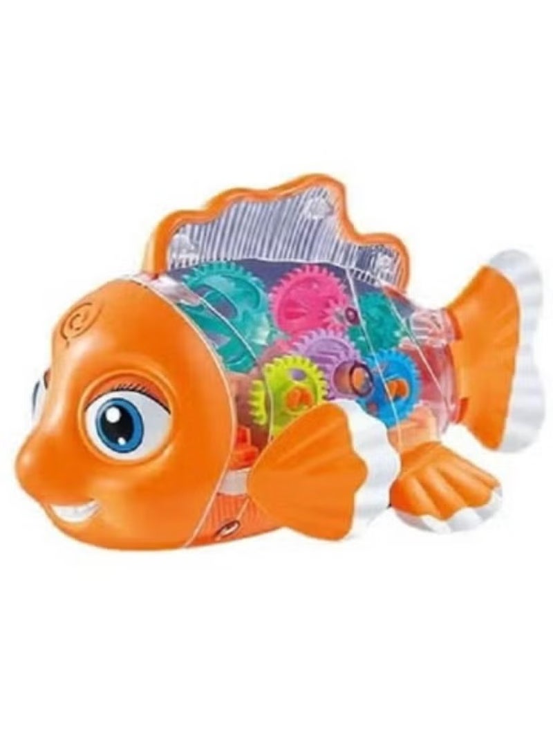 Generic Transparent Gear Fish Toy with Light and Music for Kids YJ3034  - Image 2