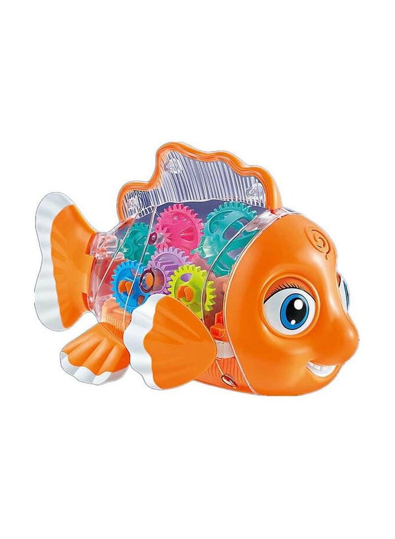 Generic Transparent Gear Fish Toy with Light and Music for Kids YJ3034  - Image 1