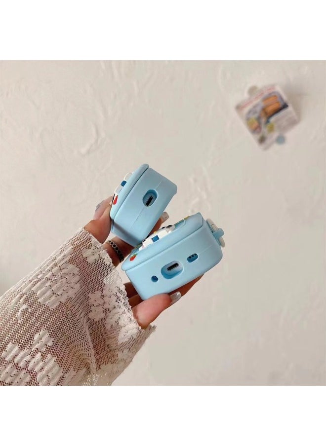 Generic - Japanese And Korean Cute KT Cat Suitable For Airpods 3 Protective Case Niche Pro2 Bluetooth 1/2 Generation Earphone Case Girl's Heart-Color:Blue Mobile Phone KT Cat + Ring-Applicable Models:Airpods 4th Generation - Image 1