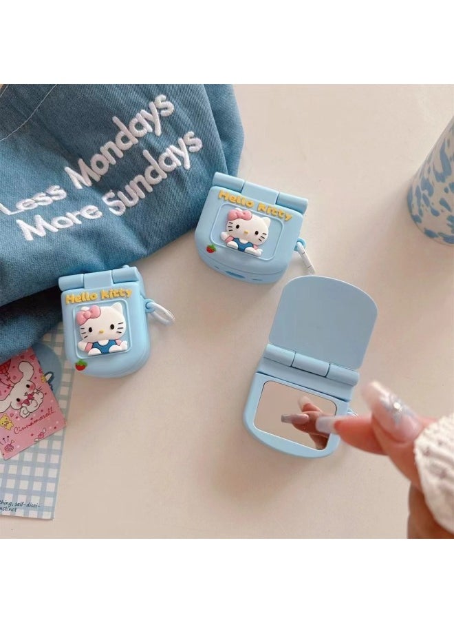 Generic - Japanese And Korean Cute KT Cat Suitable For Airpods 3 Protective Case Niche Pro2 Bluetooth 1/2 Generation Earphone Case Girl's Heart-Color:Blue Mobile Phone KT Cat + Ring-Applicable Models:Airpods 4th Generation - Image 1
