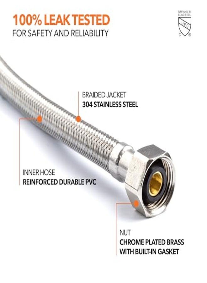 أتش بي أس مجموعة توصيلات الصنبور، خرطوم مياه الصنبور من الفولاذ المقاوم للصدأ، ضغط 3/8 بوصة × 1/2 بوصة FIP، طول 20 بوصة (2) + صمامات زاوية إيقاف الإمداد، ضغط 5/8 بوصة × ضغط 3/8 بوصة (2) - Image 5