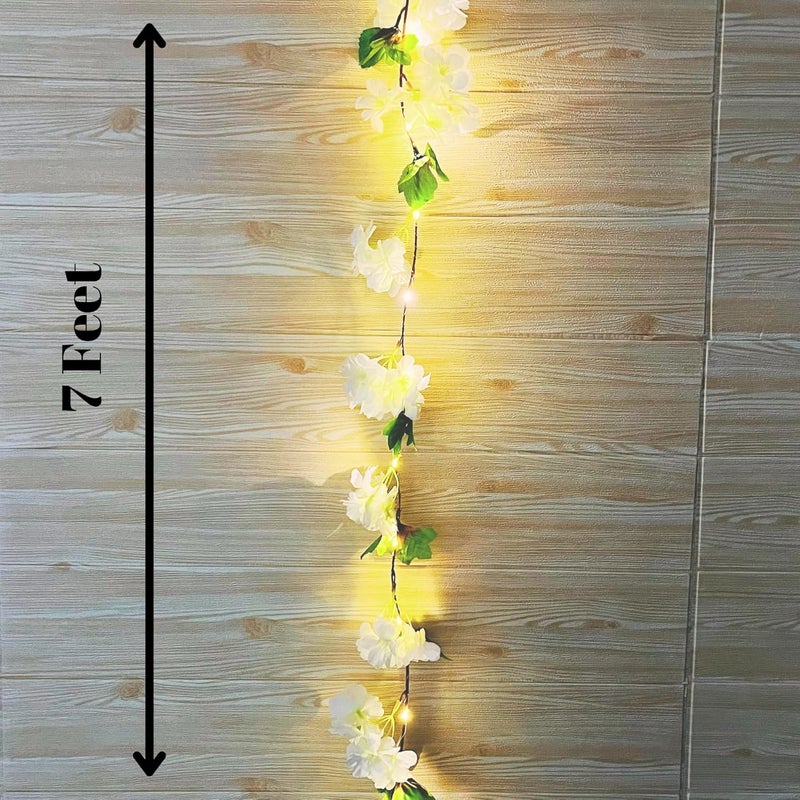 Akaar Decor's Artificial Money Plant/Hydrangea String with Light for Home Decor | Office Decor | Hanging Vine Creeper with Light | Door Wall Balcony Decor | Party Festival (White Hydrangea) - Image 3