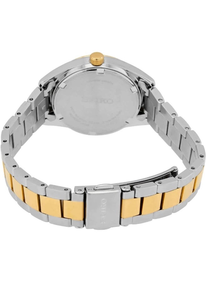 Seiko ساعة يد رسمية SUR354P1، قرص ذهبي 29.8 مم، سوار من الفولاذ المقاوم للصدأ بلونين، مقاومة للماء حتى 100 متر - Image 3