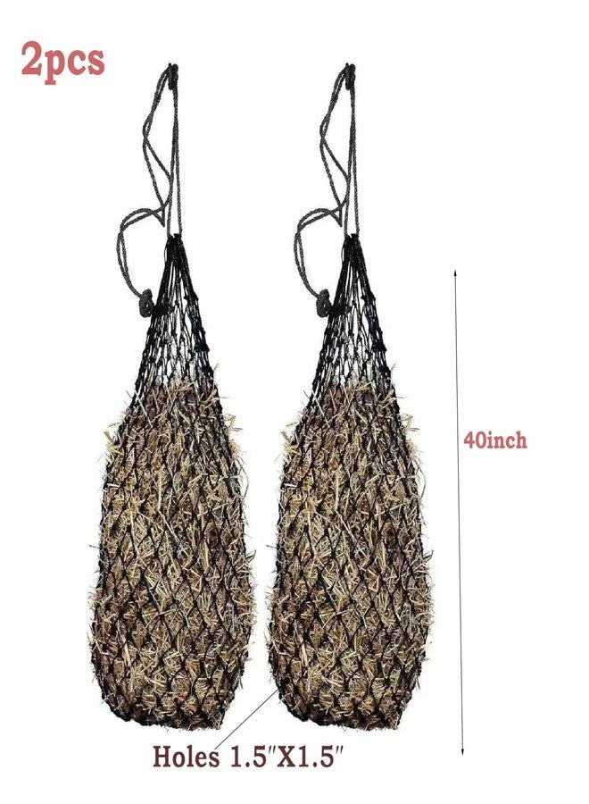 Palhyte 2 Pcs Ultra Slow Feed 1.5"x1.5" Holes 40” Hay Net, Durable Slow Feeder Hay Nets for Horses Goat Feed(Black - Image 2