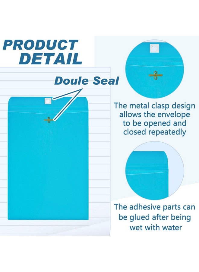 Geyee 100 Pcs Clasp Envelopes Manilla Envelopes Gummed Mailing Envelopes for Storing or Mailing Colored Envelopes for Home Office Business Supplies(Lake Blue,9 x 12 Inch) - Image 3