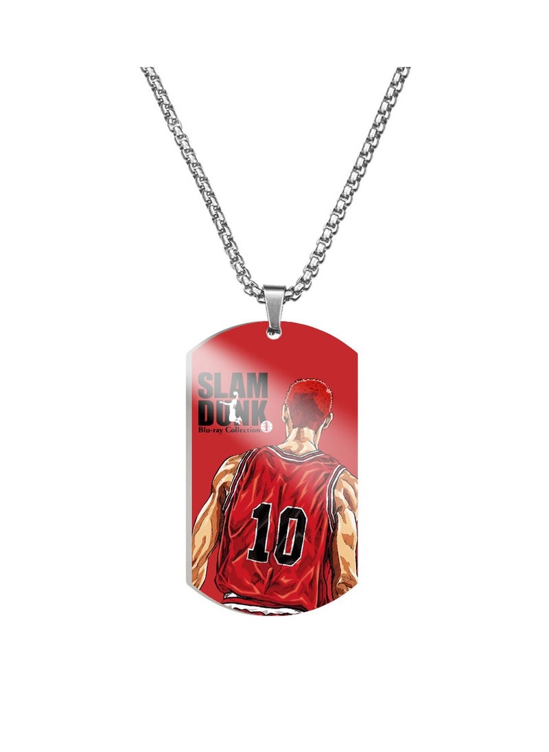 KUYING New Slam Dunk Color Printed Stainless Steel Necklace 