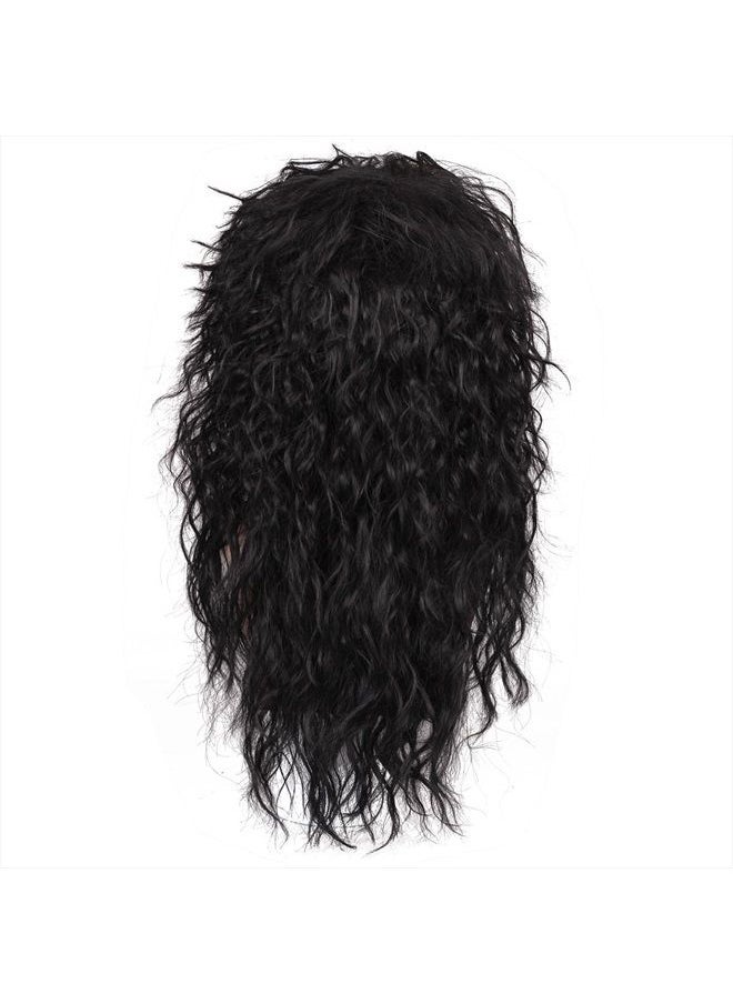 FantaLook - Mens 80S Long Curly Black Rocker Costume Wig - Image 1