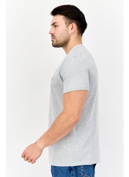 GANT Men Crew Neck Short Sleeve Embroidered T-shirt, Light Grey  - Image 4
