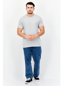 GANT Men Crew Neck Short Sleeve Embroidered T-shirt, Light Grey  - Image 3