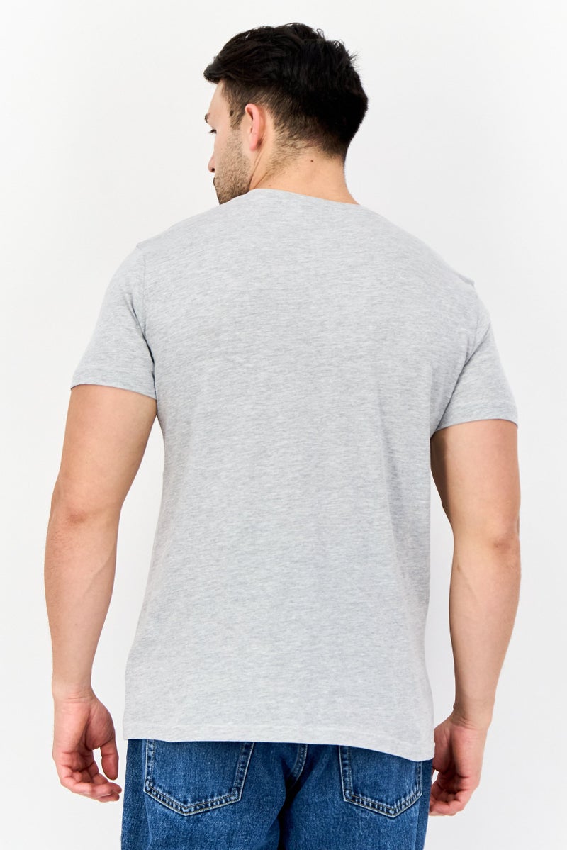 GANT Men Crew Neck Short Sleeve Embroidered T-shirt, Light Grey - Image 2