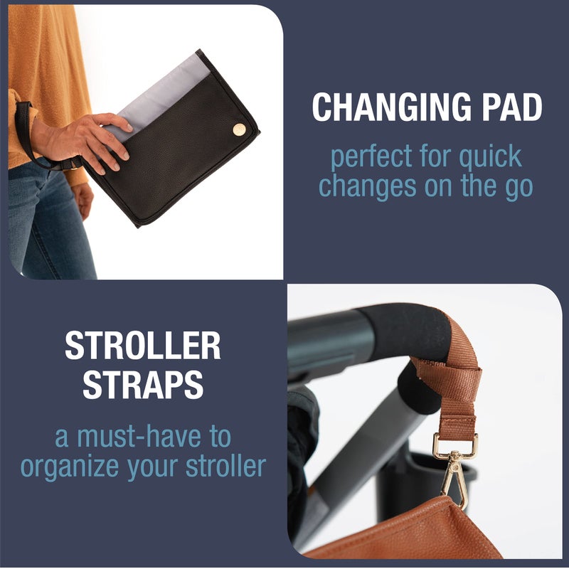 CleverMade diaper Bag Backpack with Changing Pad & Stroller Straps - Stylish Unisex Maternity Back Pack Bags for Newborn Baby Essentials, Brown - Image 3