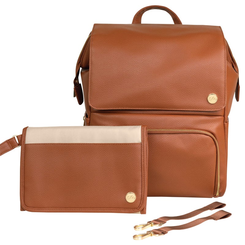 CleverMade diaper Bag Backpack with Changing Pad & Stroller Straps - Stylish Unisex Maternity Back Pack Bags for Newborn Baby Essentials, Brown - Image 1