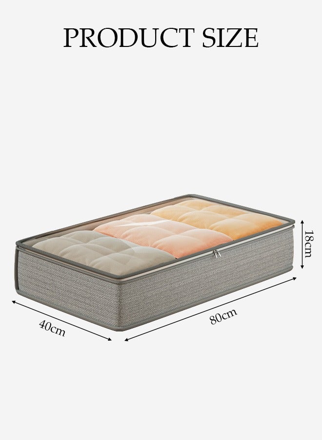 2 Pcs Under Bed Storage Bag Organzier，Collapsible Closet Containers Organizers，Visual Foldable Storage Containers，With Zipper and Handle，Dustproof And Moisture-Proof,for Clothes Comforters Bedding,80*40*18cm