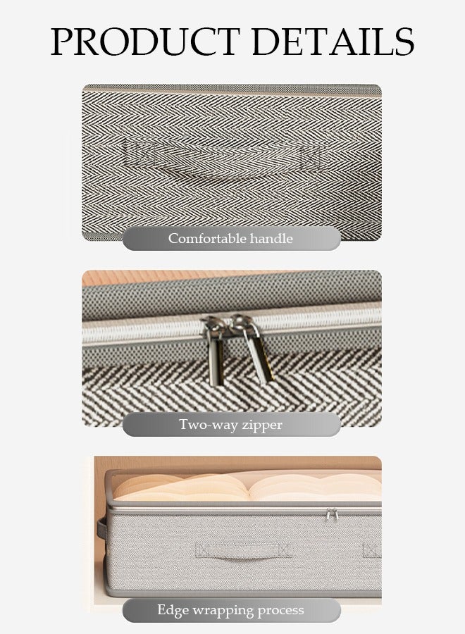 2 Pcs Under Bed Storage Bag Organzier，Collapsible Closet Containers Organizers，Visual Foldable Storage Containers，With Zipper and Handle，Dustproof And Moisture-Proof,for Clothes Comforters Bedding,80*40*18cm