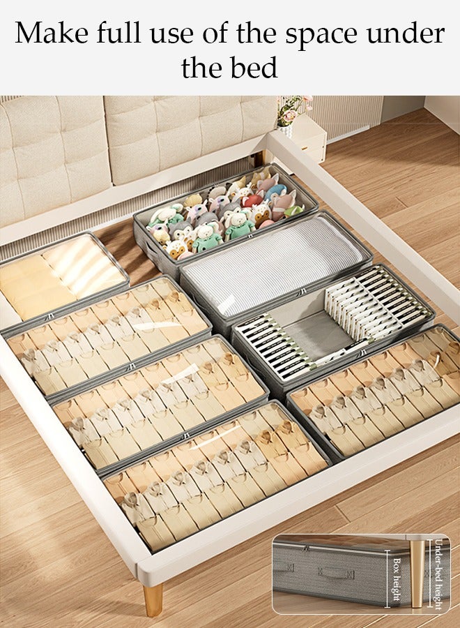 2 Pcs Under Bed Storage Bag Organzier，Collapsible Closet Containers Organizers，Visual Foldable Storage Containers，With Zipper and Handle，Dustproof And Moisture-Proof,for Clothes Comforters Bedding,80*40*18cm