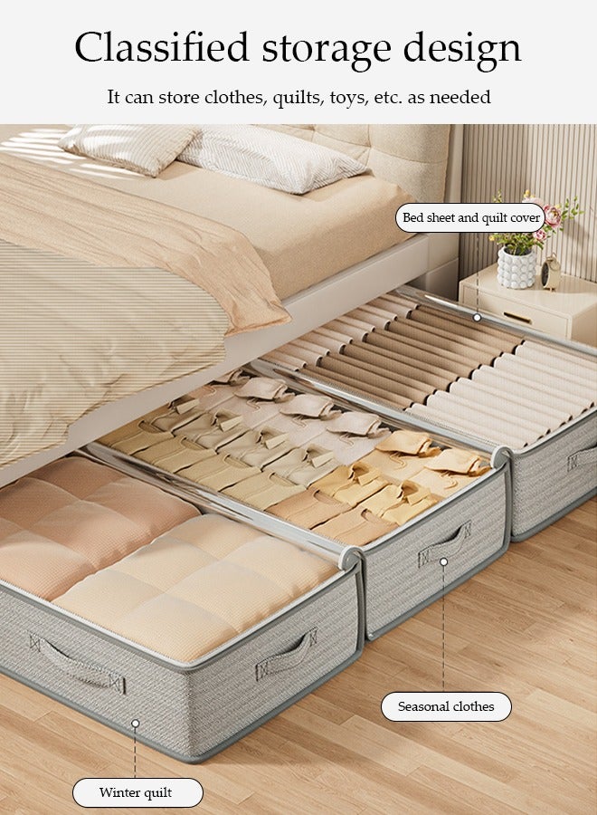 2 Pcs Under Bed Storage Bag Organzier，Collapsible Closet Containers Organizers，Visual Foldable Storage Containers，With Zipper and Handle，Dustproof And Moisture-Proof,for Clothes Comforters Bedding,80*40*18cm