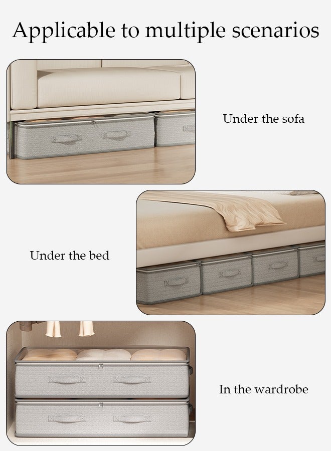2 Pcs Under Bed Storage Bag Organzier，Collapsible Closet Containers Organizers，Visual Foldable Storage Containers，With Zipper and Handle，Dustproof And Moisture-Proof,for Clothes Comforters Bedding,80*40*18cm