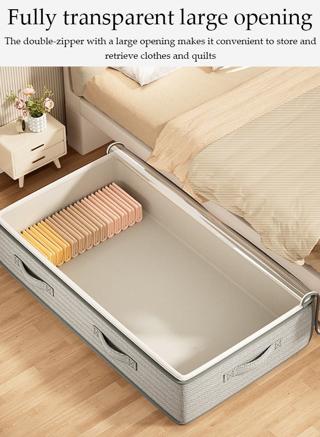 2 Pcs Under Bed Storage Bag Organzier，Collapsible Closet Containers Organizers，Visual Foldable Storage Containers，With Zipper and Handle，Dustproof And Moisture-Proof,for Clothes Comforters Bedding,80*40*18cm