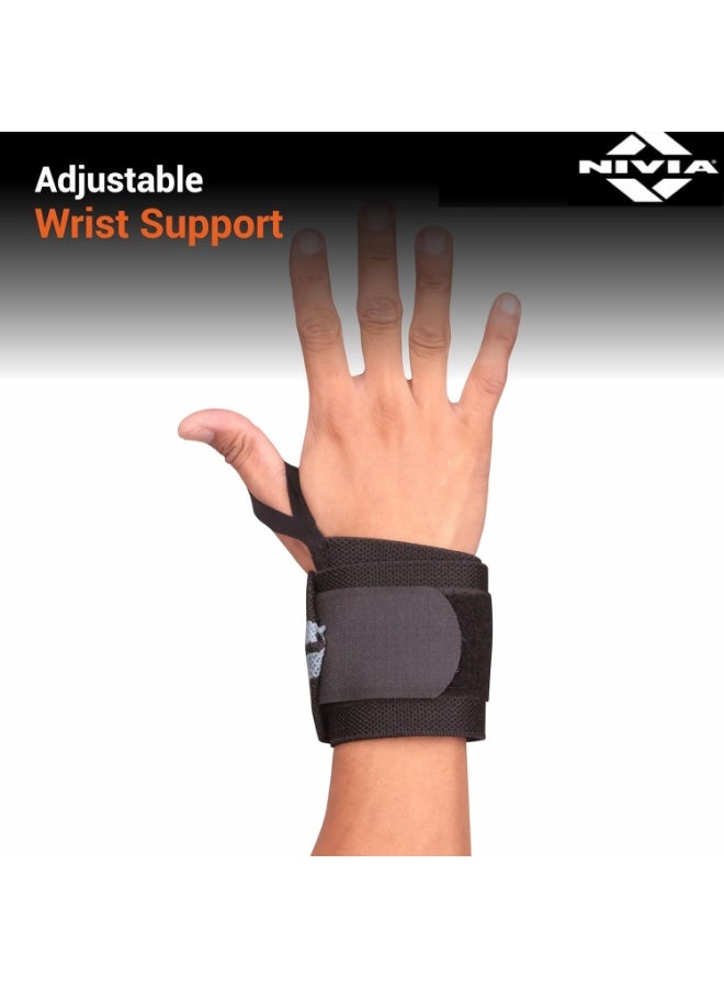 Nivia Weight Lifting Wrist Support with Thumb Loop Strap For Gym & Fitness/Made of Velcro and Elastic Band For Men & Women - Image 2
