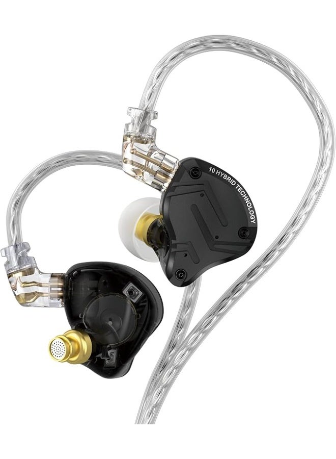 KZ ZS10 PRO X In-Ear Earphones, ZS10 PRO X 4BA+1DD Hybrid Driver HiFi Ear Monitor Earbuds, Wired Headphones with 0.75mm 2Pin Cable for Audiophile Musician Stage (ZS10 ProX Black, No mic) - Image 1