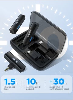 BOYA BOYALINK Wireless Lavalier Microphone,Dual Channel Clip on Mic,Portable Charging Case with Lightning,USB-C,3.5mm Jack Adapter for iPhone Andriod Camera,Noise Reduction for Vedio Audio Recording  - Image 2