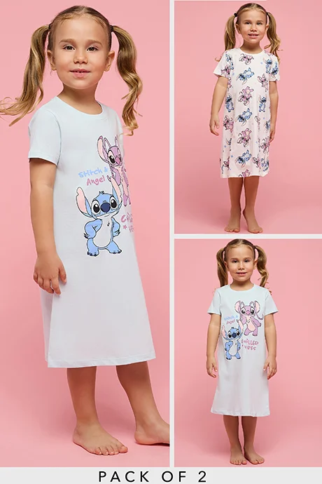 R&b 2 Pack Stitch Print Nightdresses