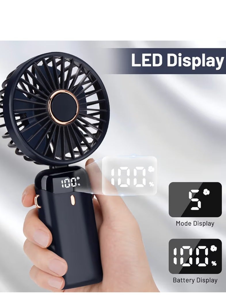 Fan Chang Shiny hand fan with digital screen, 5 fan speeds, rechargeable + mobile stand + charging, waterproof, foldable, refreshing atmosphere - Image 1