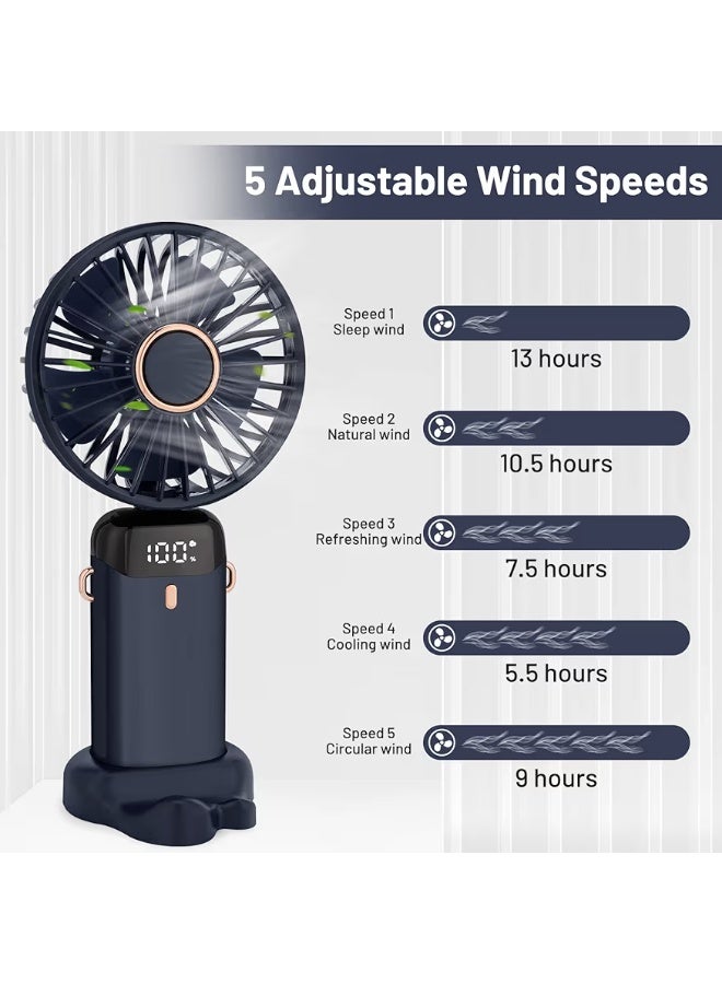 Fan Chang Shiny hand fan with digital screen, 5 fan speeds, rechargeable + mobile stand + charging, waterproof, foldable, refreshing atmosphere - Image 3