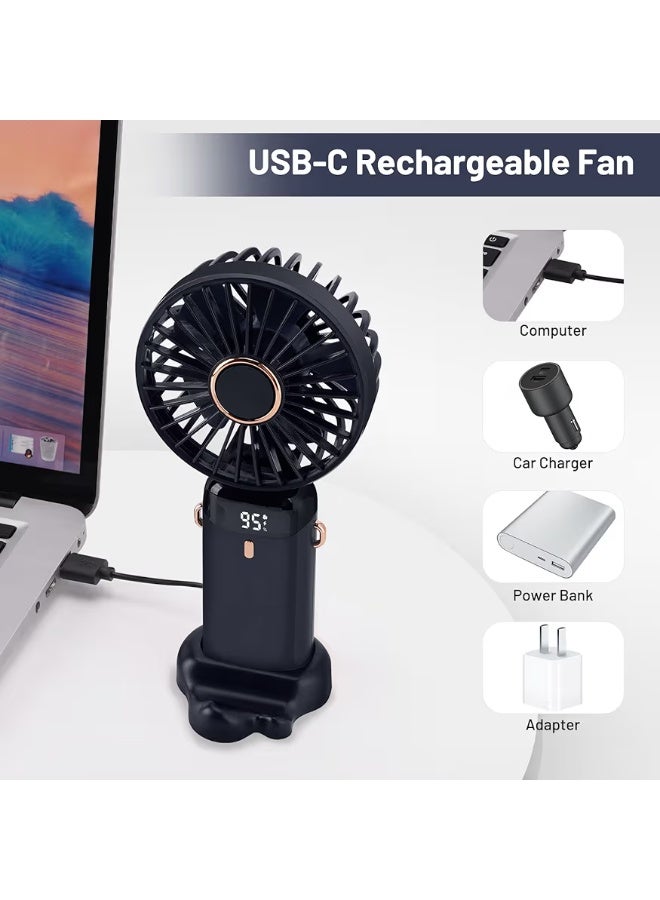 Fan Chang Shiny hand fan with digital screen, 5 fan speeds, rechargeable + mobile stand + charging, waterproof, foldable, refreshing atmosphere - Image 2