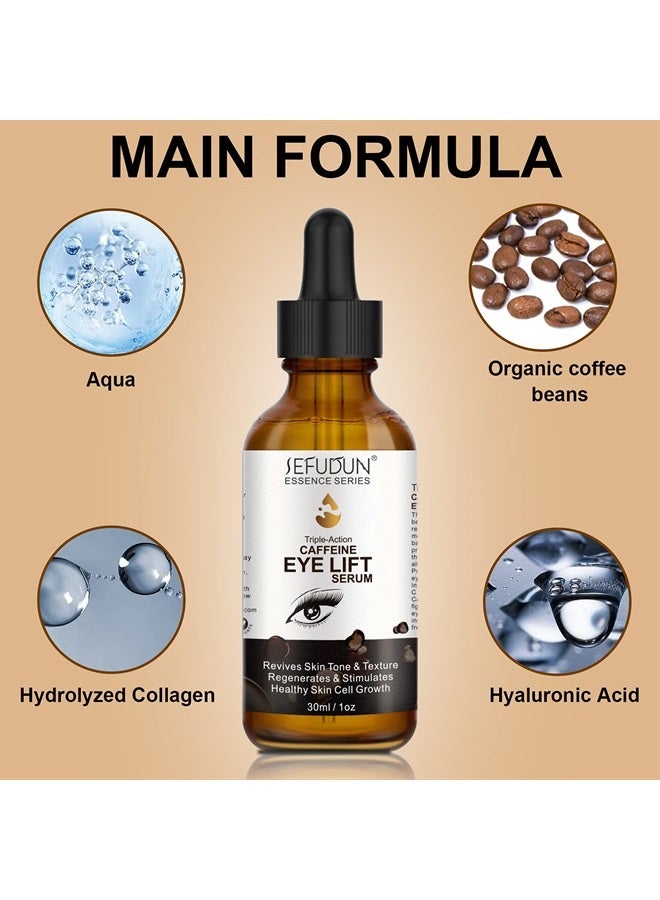 SOLOTREE Caffeine Eye Serum with Vitamin C, Hyaluronic Acid, Collagen, 30ml - Image 4