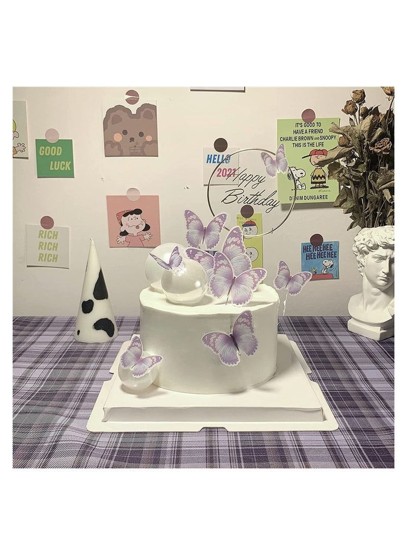 SYOSI 11 قطعة من أغطية الكيك على شكل فراشة زرقاء أرجوانية لتزيين حفلات عيد الميلاد السعيدة - Image 4