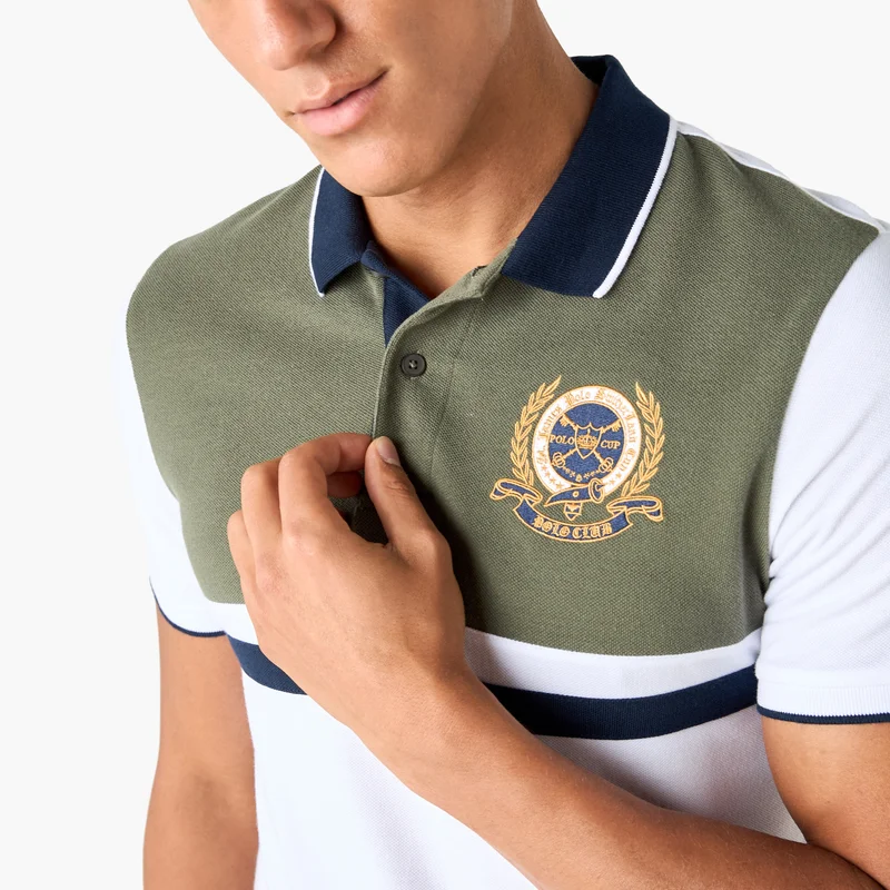 Splash FAV Embroidered Colourblock Polo T-shirt