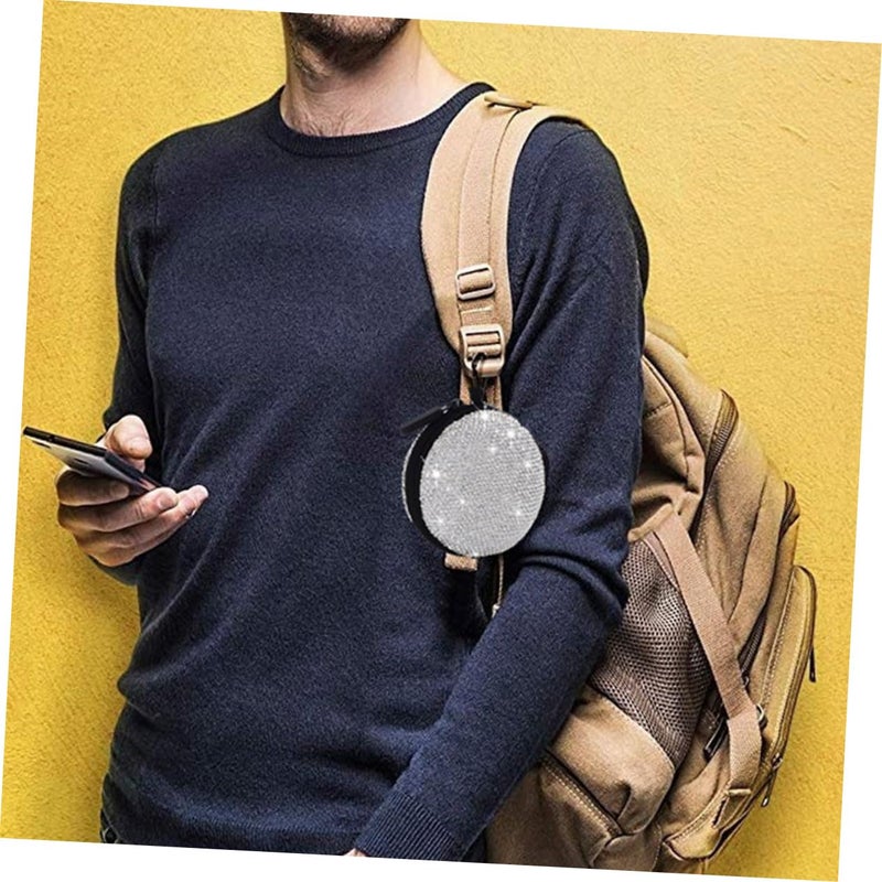 Portable Earphone Storage Bag with Carabiner Silver Rhinestone Design for Cables USB Drives - Image 4
