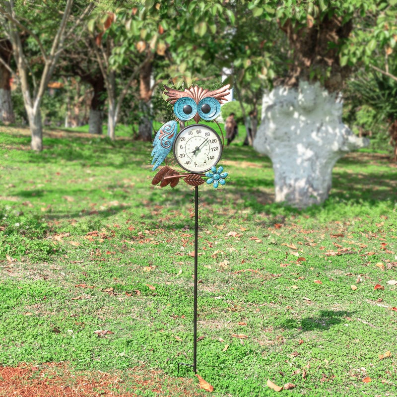 MUMTOP Outdoor Thermometer, 42 Inch Metal Owl Garden Stake Outside Wall Thermometer for Patio, Yard and Garden - Image 5
