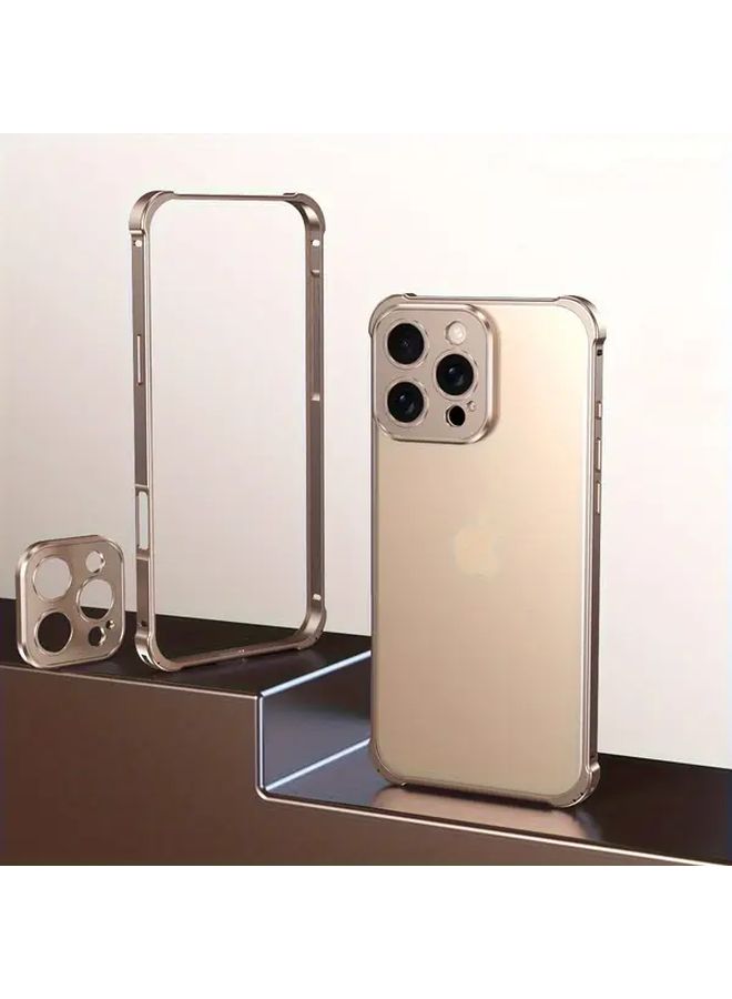 علبة معدنية كلاسيكية بلون رمادي فاتح لتغطية كاملة لجهاز iPhone 16 Pro، بسيطة وأنيقة للرجال والنساء - Image 5