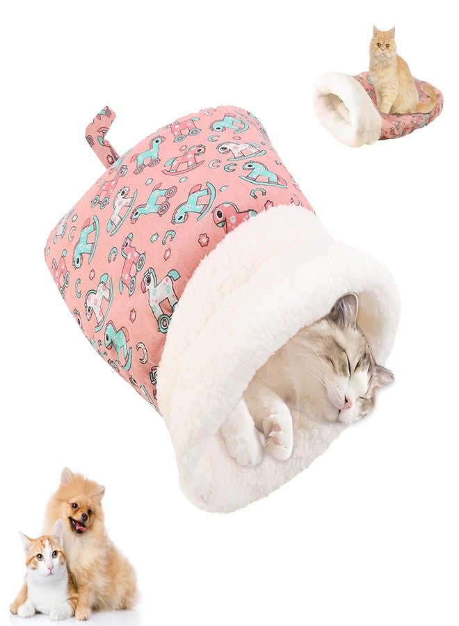 Cozy Cat Sleeping Bag, Cat Sleeping Bag for Indoor Cats, 360°Warm Cat Nap Sleeping Bag, Soft Plush Cat Sack Bed, Large Sleeping Bag for Cats up to 7.5Kg/16Lbs-Pink - Image 1